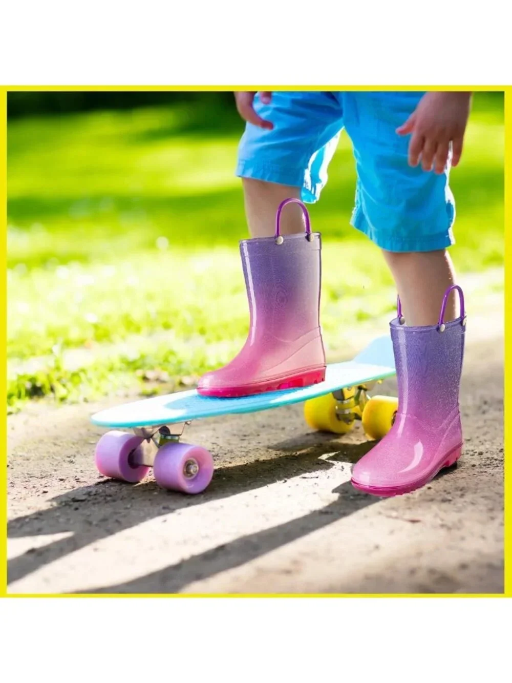 Sparkly Glitter Rain Boots for Kids – Lightweight, Easy-On Handles, Toddler
